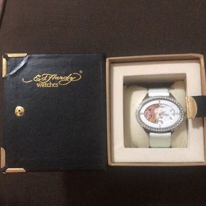 Ed Hardy white watch in original box